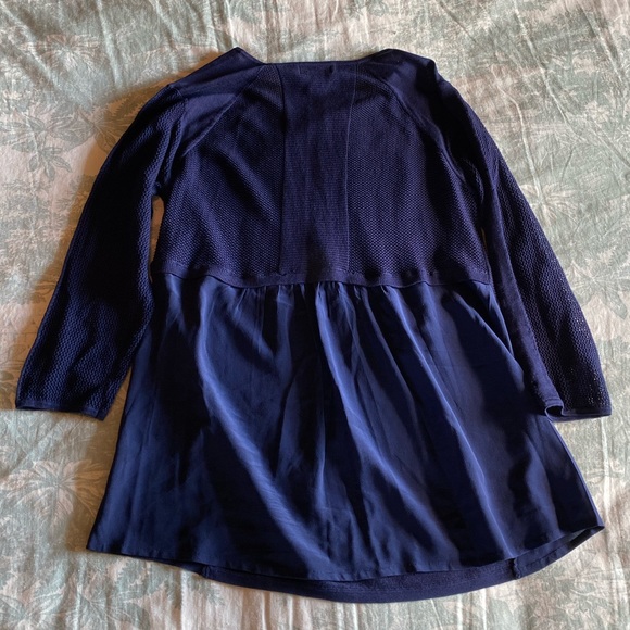 Asoie Navy Blue Mixed Material Sweater - Picture 9 of 11